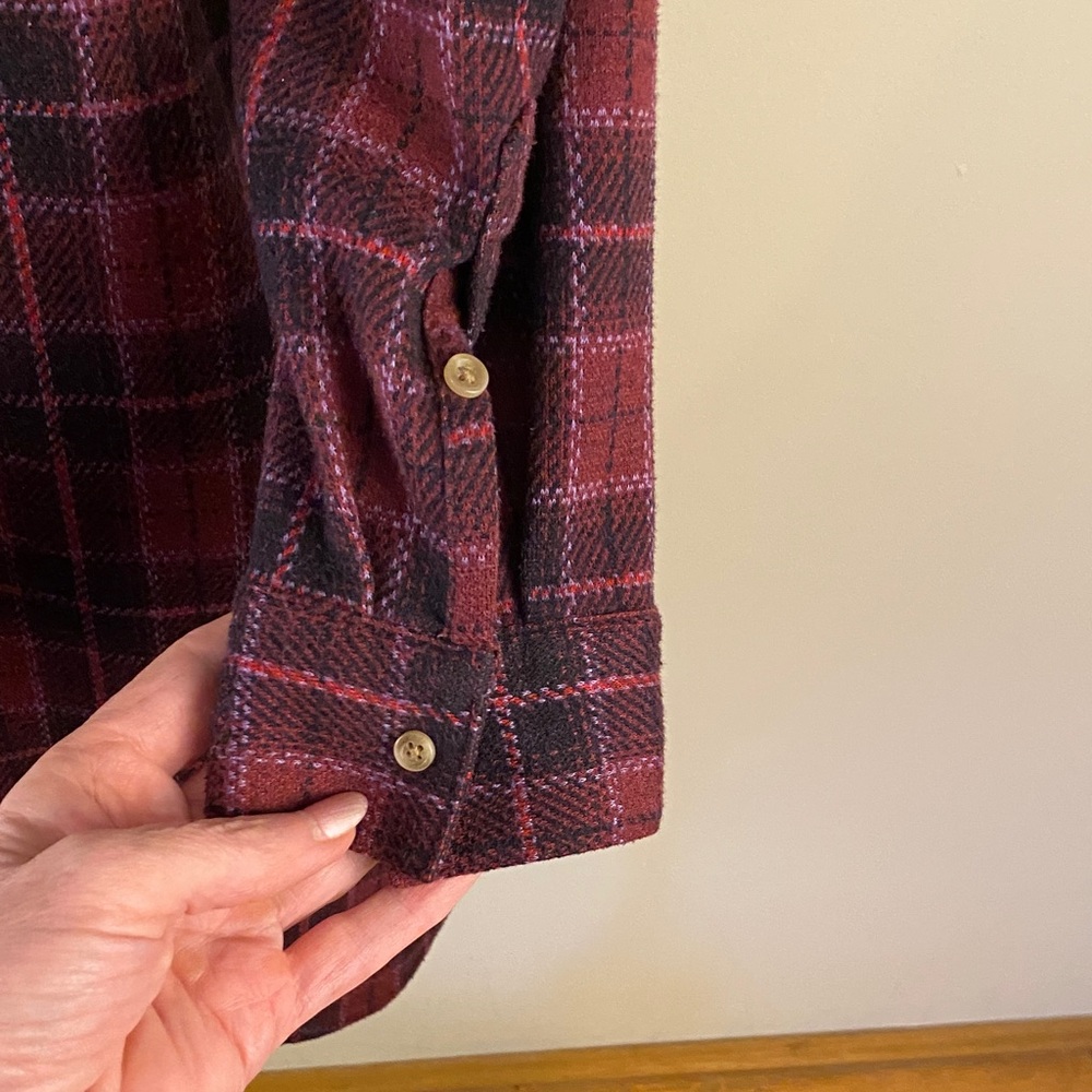 Chaps Plaid Trench Coat - Burgundy and Black size large - Picture 4 of 16